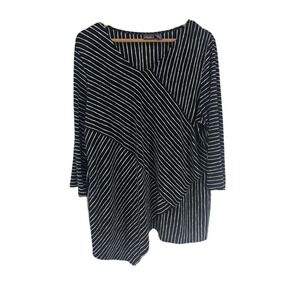 Chico's Travelers Striped Long Sleeve Asymmetrical Hem Tunic Top Size‎ 3 XL